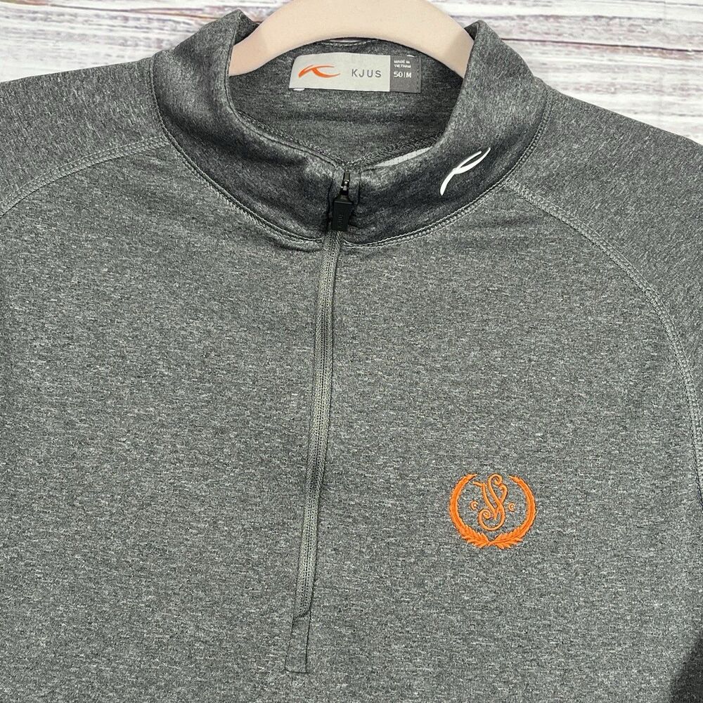 KJUS Pullover Keano 1/2 Zip Men’s 50 Medium Gray Heather Golf Performance Logo